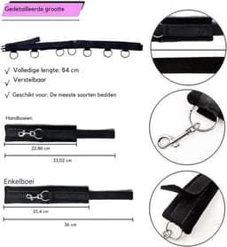 Sex Toys voor Koppels - 6 Delen Set - SM Pakket - Bondage - Vastbinden - Kit - Startset - Handboeien - Zwart BDSM — thumbnail 6