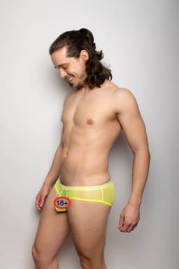 SUKREW Sheer Low-rise Brief Acid Yellow - MAAT L - Erotisch Heren Ondergoed - Slip voor Man - Sexy mannen Slip — thumbnail 5
