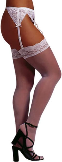 Cottelli Collection – Jarretel Kousen met Sexy Motief Langs Rand voor Onschuldig Uitstraling – Maat L – Wit — thumbnail 6