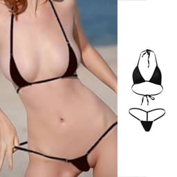 CHPN - Micro Bikini - Mini bikini - Sexy bikini - Zwarte bikini - Sexy G-String en Thong - 18+ bikini - Strand - Bimbo - Flaneren — thumbnail 1