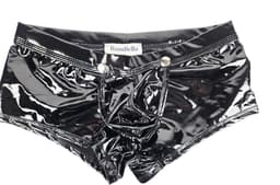 BamBella ® - Boxer short Maat S Zwart Datex (Latex en stof SM kleding BDSM kruisloos erotische heren kleding — thumbnail 3