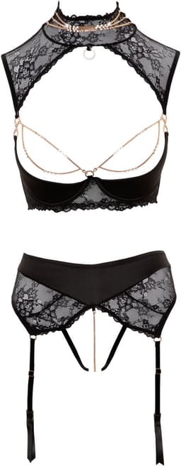 Abierta Fina Elegante Jarretel Set Met Open Kruisje - Zwart — thumbnail 6