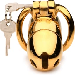 XR Brands AH086 - Midas Locking Chastity Cage - 18K Gold-Plated - Gold — thumbnail 2