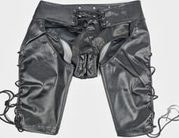 BamBella ® Nep Leer broek - Maat M - Zwart - BDSM kleding erotische onderbroek heren kleding — thumbnail 3