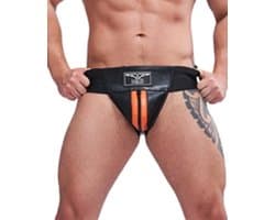 Mister B leren premium jockstrap met oranje bies - xl