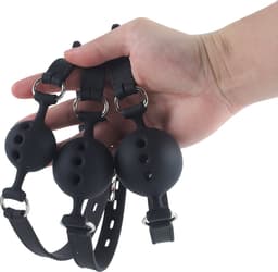 Banoch - ball gag siliconen medium - zwart Ø 4,5 cm met luchtgaten — thumbnail 10