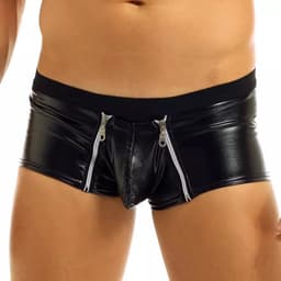 Latex Heren Boxer-Lakleer-Mannen Lingerie-Ritsen-Ondergoed-Erotisch-Sexy-open Kruis — thumbnail 1