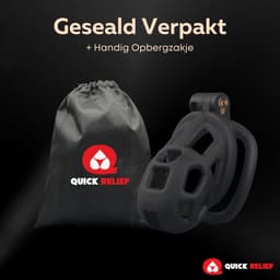 Quick Relief Elite Lock™ Nano - Chastity cage - Kuisheidskooi met 4 ringmaten - Kuisheidskooi voor Mannen - Sissy - BDSM - Cock Cage - Zwart — thumbnail 11