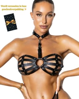 Caged Desire – Erotische Lingerie voor Dames – Lingerie Erotisch – Sexy Lingerie – Erotische BH met Halsband – Sexy PU-Leren Lingerie Harnas voor Dames – Fetish & Kinky Accessoire – BDSM & Clubwear – One Size – Dare to Undress — thumbnail 2