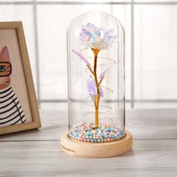 Zolta Serie - Led Glazen Roos - Roze - Decoratief Geschenk — thumbnail 5