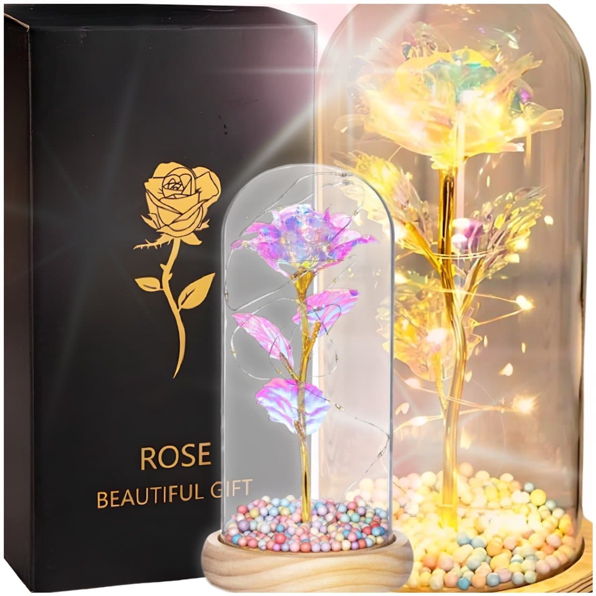 Zolta Serie - Led Glazen Roos - Roze - Decoratief Geschenk — afbeelding 1