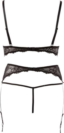 Abierta Fina –  Open Lingerie Set met Parel Afwerking voor een Spannend Avond – Maat M - Zwart — thumbnail 10