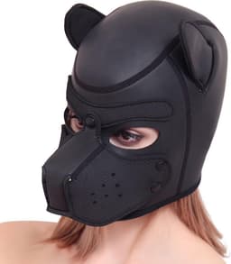 Banoch - Lindo Perrito Negro Neoprene - honden masker puppy play zwart neopreen — thumbnail 5