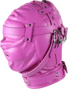 Banoch - Reticent Hood Hot Pink -Roze bondage masker van pu Leer | BDSM — thumbnail 3
