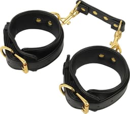 Banoch | handboeien van pu leer | zwart / goud | bondage — thumbnail 10