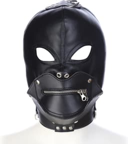 Smooth Leatherlook SM Fetish Masker Zwart - Spannend voor koppels - Masker - Sex speeltjes - Sex toys - SM toys - Erotiek - Bondage - Sexspelletjes voor mannen en vrouwen – Seksspeeltjes - Mouthzipper - SM masker - Fetish masker - Bondage masker — thumbnail 4