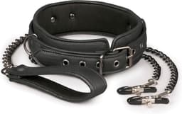 EasyToys - Fetish Set met Halsband en Tepelklemmen - Duurzaam - Bondage Set - Rollenspel Erotiek - BDSM Set - Puppy Play - Bondage Sex Toys voor Vrouwen en Mannen - Tepelklemmen voor Mannen - Erotisch Spel - Zwart — thumbnail 1