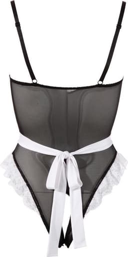 Cottelli Collection – Sexy Huishoudster Body Licht Transparant met Open Kruis voor de Grondige Schoonmaak – Maat S – Zwart — thumbnail 2