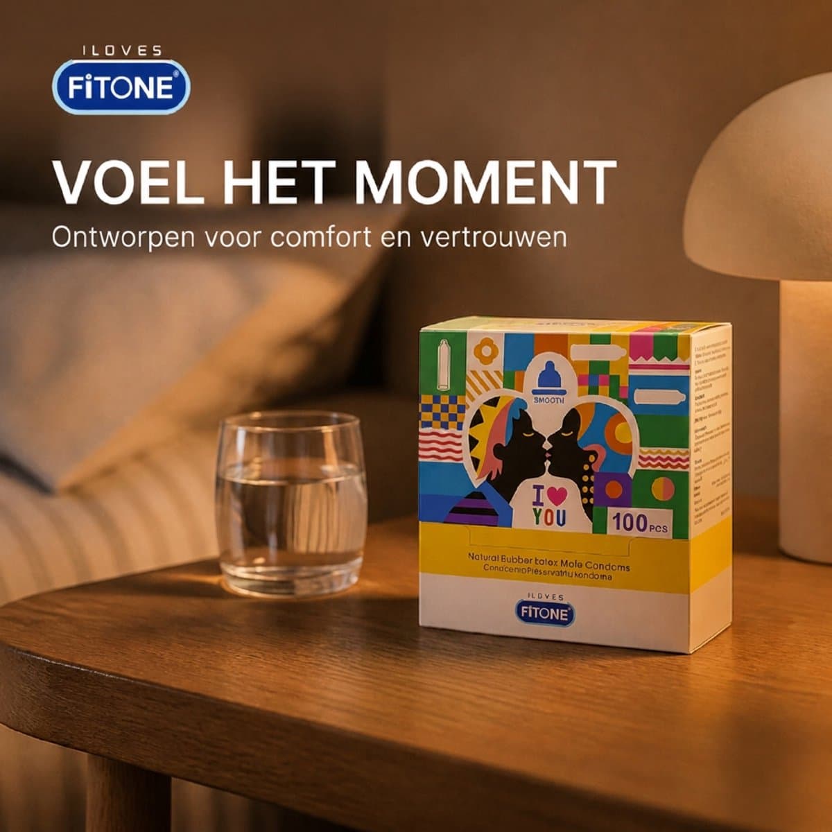 condooms 100 Stuks – condooms met glijmiddel-condooms 52 mm – condooms geurloos- condooms normaal- condooms voordeelverpakking –FiTONE — afbeelding 1