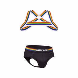 Barcode Berlin Multipack Backless Brief Pride Black + Pride Harness - MAAT XL - Erotisch Heren Ondergoed - Slip voor Man - Sexy mannen Slip — thumbnail 1