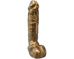 Handbeschilderde Piemelkunst van Keramiek Gips – Uniek Kunstobject – 18,5 cm – Cadeau & Decoratie - glanzend goud