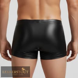Heren BDSM Boxershort met Ritssluiting Zwart - PU Leder - Sexy Herenondergoed - Maat M | LS313 — thumbnail 2
