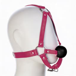 Gag Bal - Roze Harnas - Verstelbaar - PU Leer — thumbnail 3
