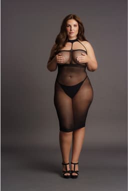 Shots - Le Désir Lingerie Jurkje met Hoge Hals - Plus Size black OSX — thumbnail 4