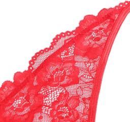 Sexy Lingerie - Erotische Rode Glamour Body Kant met Decolleté - Stras steentjes - Open Kruis - Sexy Teddy - Erotiek - Valentijnsdag - Kleur Rood - Maat M — thumbnail 7