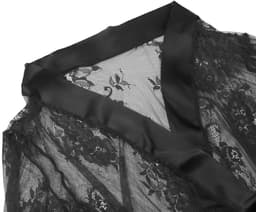 Luxe Erotische Kimono Dames – Sexy Lingerie – Lingerie Erotisch – Zwart – Transparante Kant Kimono – Verleidelijke lingerie & ochtendjas – High End – Chique – Clubwear – Satijnen Strikceintuur– Elegante Nachtkleding – Dare to Undress – S, M, L, XL — thumbnail 6
