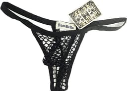 BamBella® String - XXL - kant voor mannen Erotische Sexy Lingerie Heren Zwart mannen ondergoed slip doorzichtig — thumbnail 2