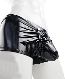 BamBella ® - Boxer short Maat S Zwart Datex (Latex en stof SM kleding BDSM kruisloos erotische heren kleding — thumbnail 2