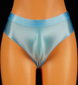 Satijnen Dames Slip voor Mannen – Glanzend – Hoge Taille – Blauw — thumbnail 3
