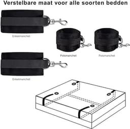 Sex Toys voor Koppels - 6 Delen Set - SM Pakket - Bondage - Vastbinden - Kit - Startset - Handboeien - Zwart BDSM — thumbnail 3