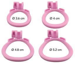 Hidden Desire - Kuisheidskooi - Penis Cage - P-Cage - Kunststof Kuisheidskooi - Chastity - Penis Kooi Roze - Kuisheidkooi met 4 Ringmaten - Penis Prison Cock Cage - Verkrijgbaar in 4 Lengtes - Male Chastity Cages - Maat S - 8 cm - Roze — thumbnail 6