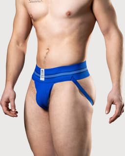 MM Sports The Original No. 10 Swimmer/Jogger Jockstrap 3 inch Blue - MAAT M - Heren Ondergoed - Jockstrap voor Man - Mannen Jock — thumbnail 9