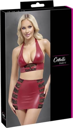 Cottelli PARTY – Crop Top & Mini Rok Set – Rood — thumbnail 5