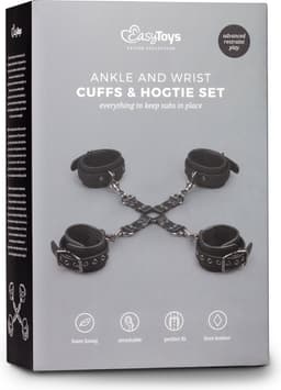 EasyToys - Fetish Set met Halsband, Enkelboeien en Handboeien - Duurzaam - Bondage Set - BDSM Set - Bondage Sex Toys voor Vrouwen en Mannen - Zwart — thumbnail 4