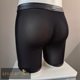 Heren Boxer met Lange Pijpen en Open Kruis - Mesh / PU Leder - Zwart - Maat L | LS067 — thumbnail 4