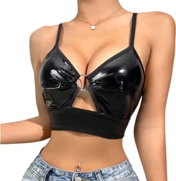 Glanzend Sexy Topje - BH - Zwart - Festival - Lingerie - Dames — thumbnail 1