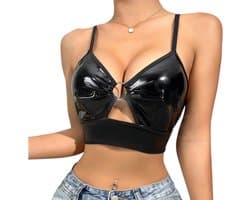 Glanzend Sexy Topje - BH - Zwart - Festival - Lingerie - Dames