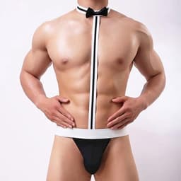 Heren Mankini van netstof met bretels en tanga voor strand en bad - Sexy heren ondergoed met Borat stijl — thumbnail 3