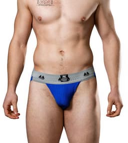 MM Sports Original Edition Swimmer/Jogger Jockstrap 2 inch Blue - MAAT S - Heren Ondergoed - Jockstrap voor Man - Mannen Jock — thumbnail 3