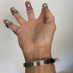Black Label - Vinger Fixatie Boeien - RVS - Met Swarovski Decoratie - Zilver — thumbnail 4