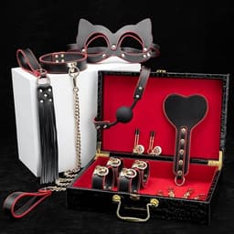 Dare to Undress – Fifty Shades of Grey – Luxe 8-delige BDSM Set met Opbergkoffer – Premium – BDSM Bondagesets - Valentijn Cadeau - Handboeien, Halsband, Masker, Gagbal & Zweep - Sex Toys voor Koppels - Seksspeeltjes voor mannen en vrouwen - Kinky — thumbnail 1