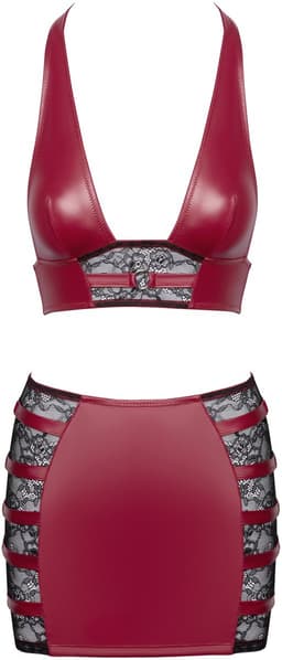Cottelli PARTY – Crop Top & Mini Rok Set – Rood — thumbnail 4