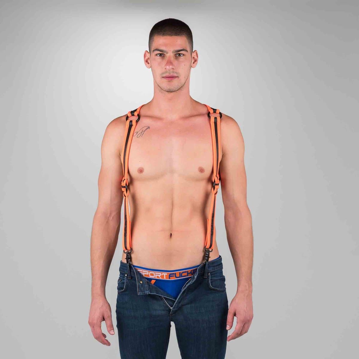 665 Neoprene - Riemenbody - Bretels - Zwart Oranje - Verkrijgbaar in 2 maten - Heckler Harness Black Orange L/XL — afbeelding 1