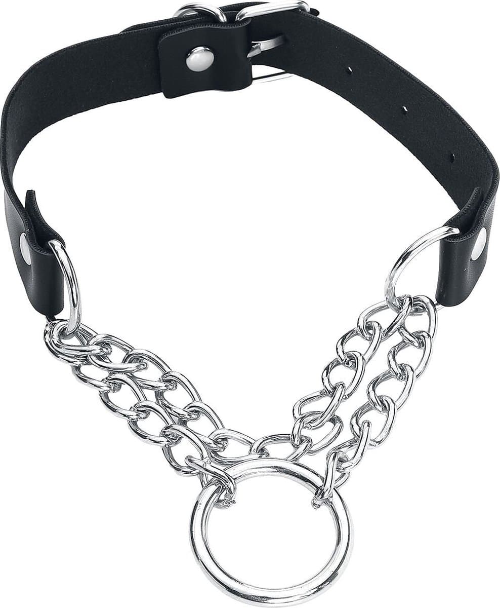 Gothicana Zwarte choker met zilveren ketting - Dames - Standard — afbeelding 1