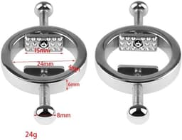 Oneay Klokvormige tepelpiercings, geen piercing nodig, verstelbare roestvrijstalen drukclip, met klokvormige hanger, vrouwelijke tepelpiercings. — thumbnail 4