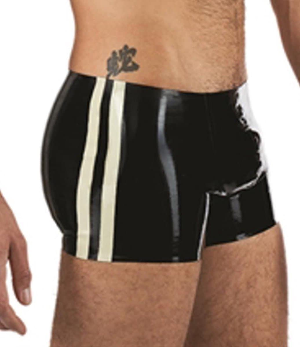 Mister B Rubber Trunks zwart met witte bies medium — afbeelding 1